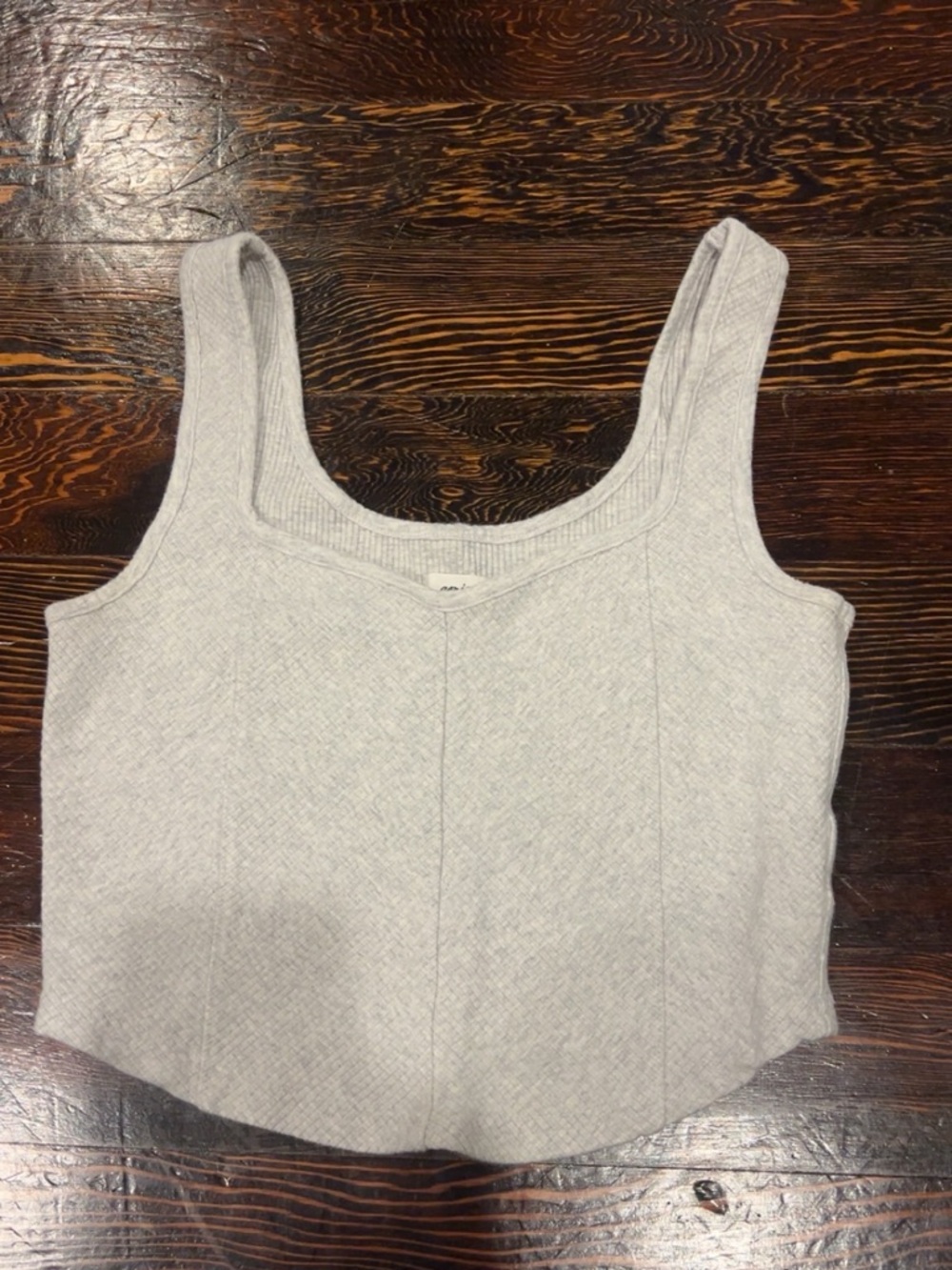 aerie Light Gray Ribbed Scoop Tank